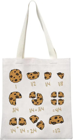 GJTIM Math Teacher Gift Teacher Appreciation Gift Chocolate Maths Fraction Tote Bag for Math Lovers