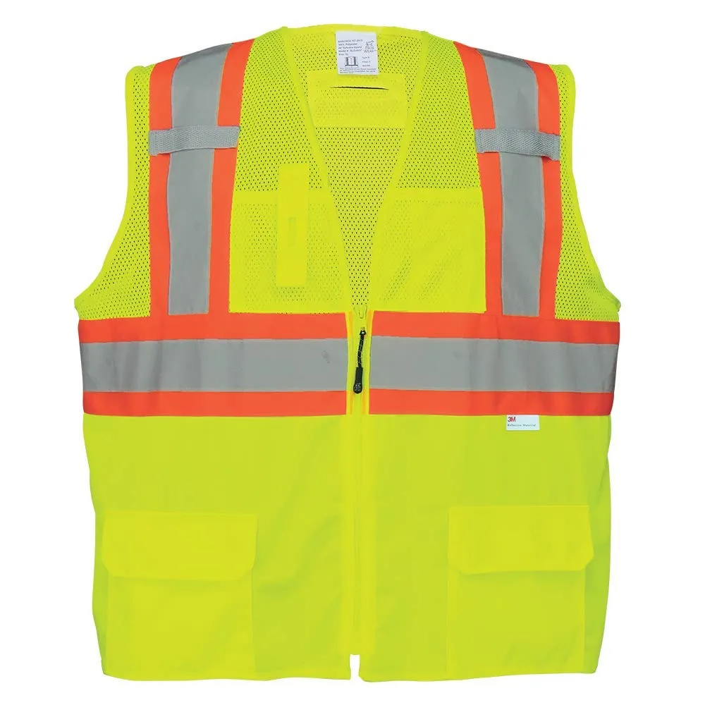 Global Glove GLO-0037 FrogWear Class 2 Front Mesh Safety Vest with 3M Reflective Fabric, Small, Lime (Case of 50)