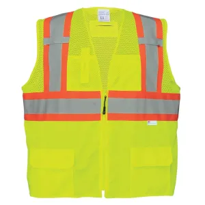 Global Glove GLO-0037 FrogWear Class 2 Front Mesh Safety Vest with 3M Reflective Fabric, Small, Lime (Case of 50)