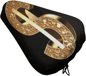 Gold Dollar Sign Bike Seat Cover Water-Repellent Exercise Bike Seat Cushion Bicycle Saddle Cover with Drawstring Rain Snow Dust Covers for City Mountain Road Biking