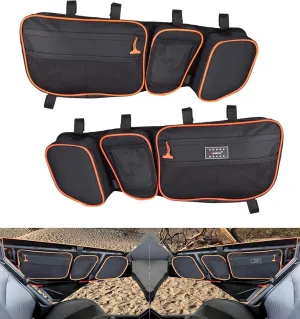 Goldfire Maverick X3 Accessories,X3 Front Upper Door Storage Bags Tool Organizer Bags Gear Bags with Removable Knee Pad for 2017  Can Am Maverick X3 Max XRS XDS Turbo RR (Orange Piping)
