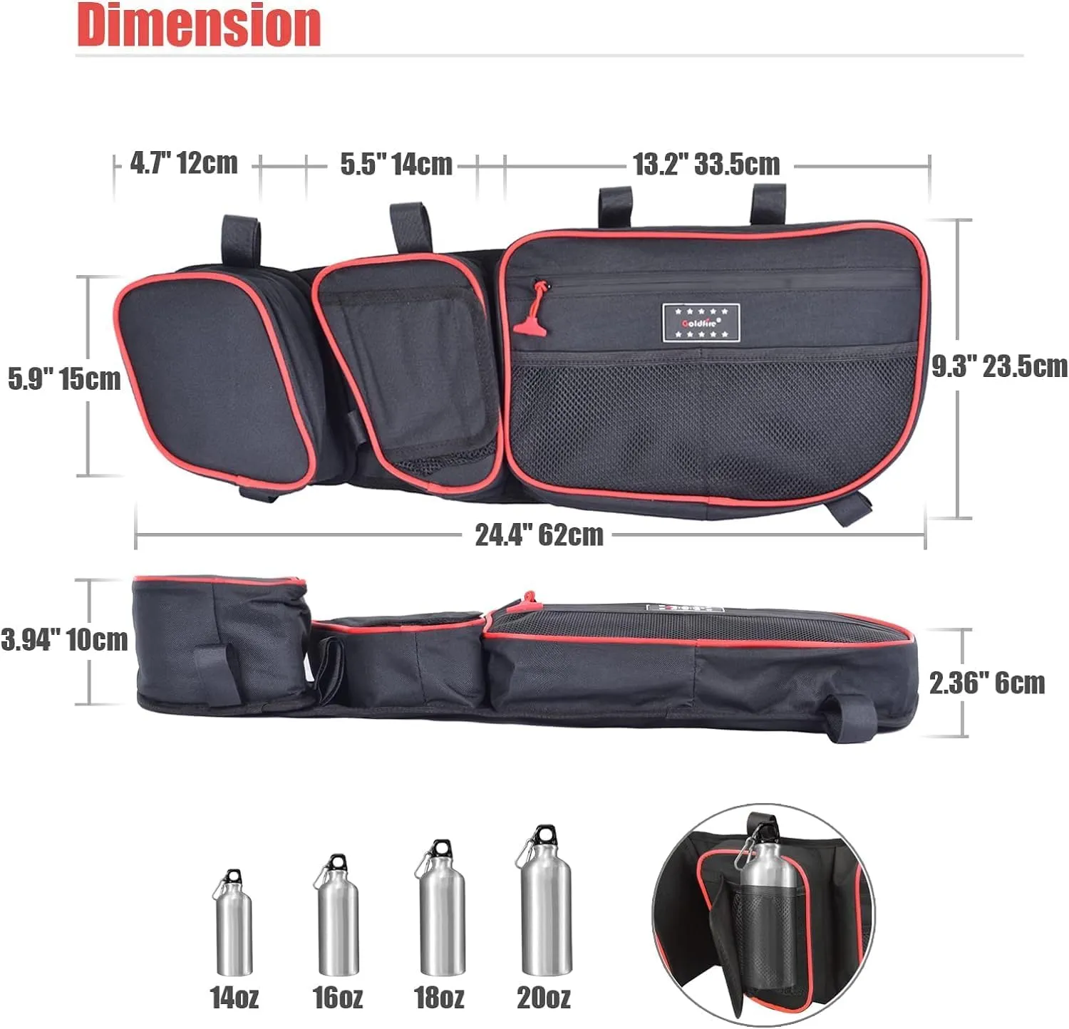 Goldfire Maverick X3 Accessories,X3 Front Upper Door Storage Bags Tool Organizer Bags Gear Bags with Removable Knee Pad for 2017  Can Am Maverick X3 Max XRS XDS Turbo RR (Orange Piping)