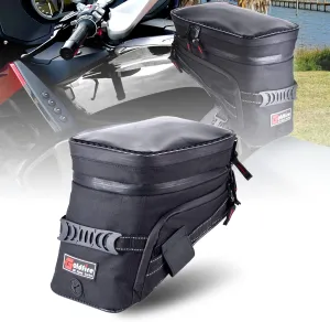 Goldfire Motorcycle Tank Bag Expandable ADV Gas Oil Fuel Tank Saddle Bag with Strong Strap Mount Water Resistant Motorcycle Storage Bag(Black)