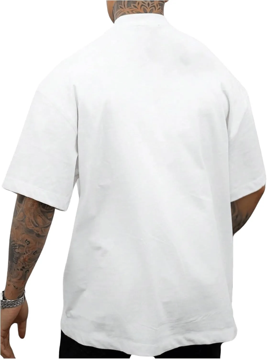 GORGLITTER Men's Crewneck T Shirt Letter Graphic Short Sleeve Casual Drop Shoulder Oversized Tee
