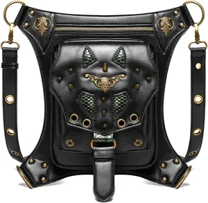 Gothic Steampunk Waist Bag,Leather Leg Arm Bag Pack Crossbody Shoulder Bag for Women