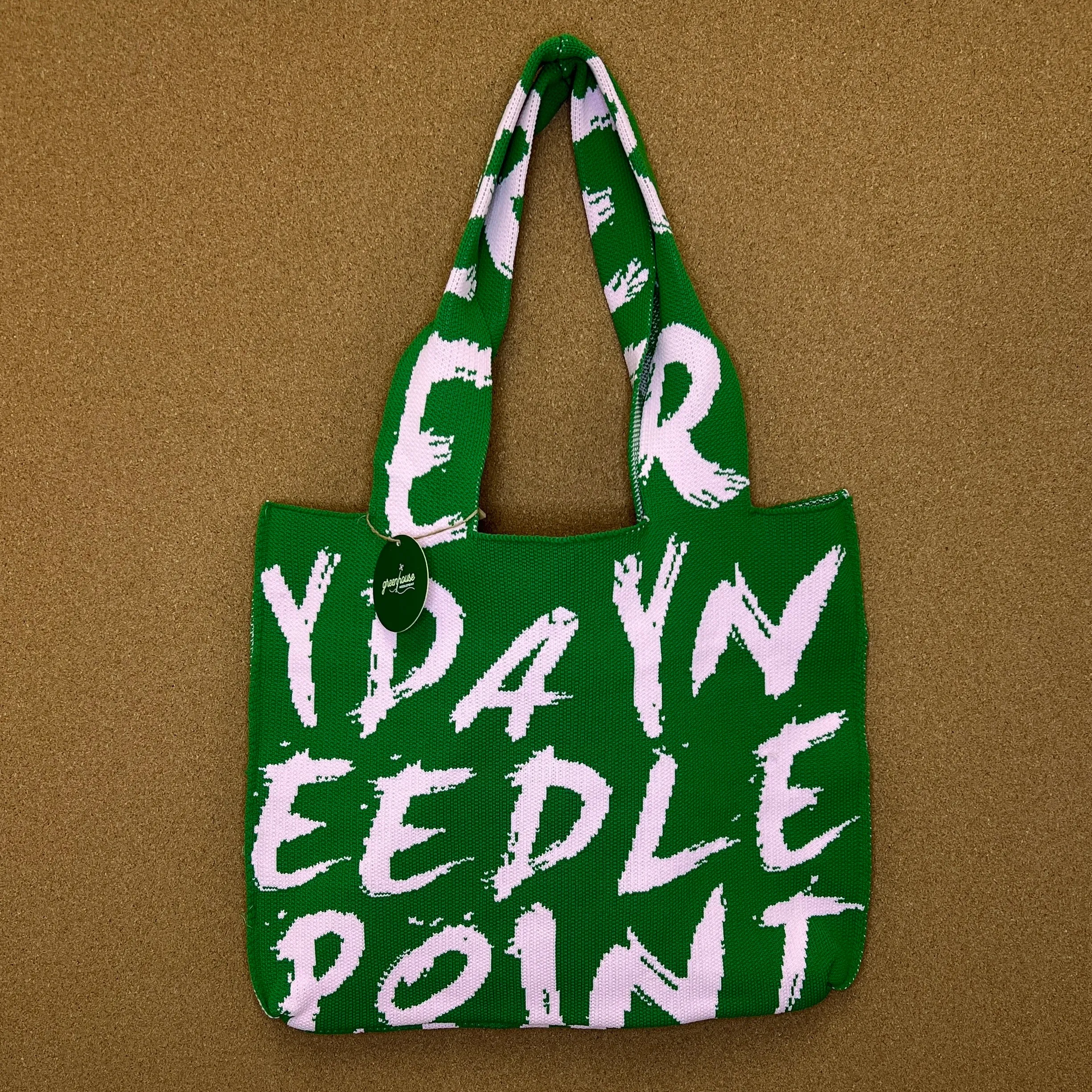 Graffiti Tote - Kelly Green with Pink Lettering