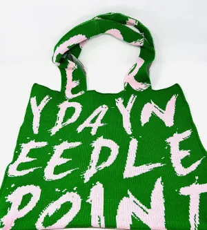Graffiti Tote - Kelly Green with Pink Lettering