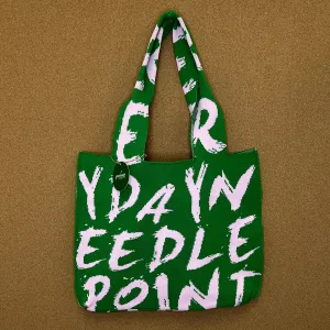 Graffiti Tote - Kelly Green with Pink Lettering
