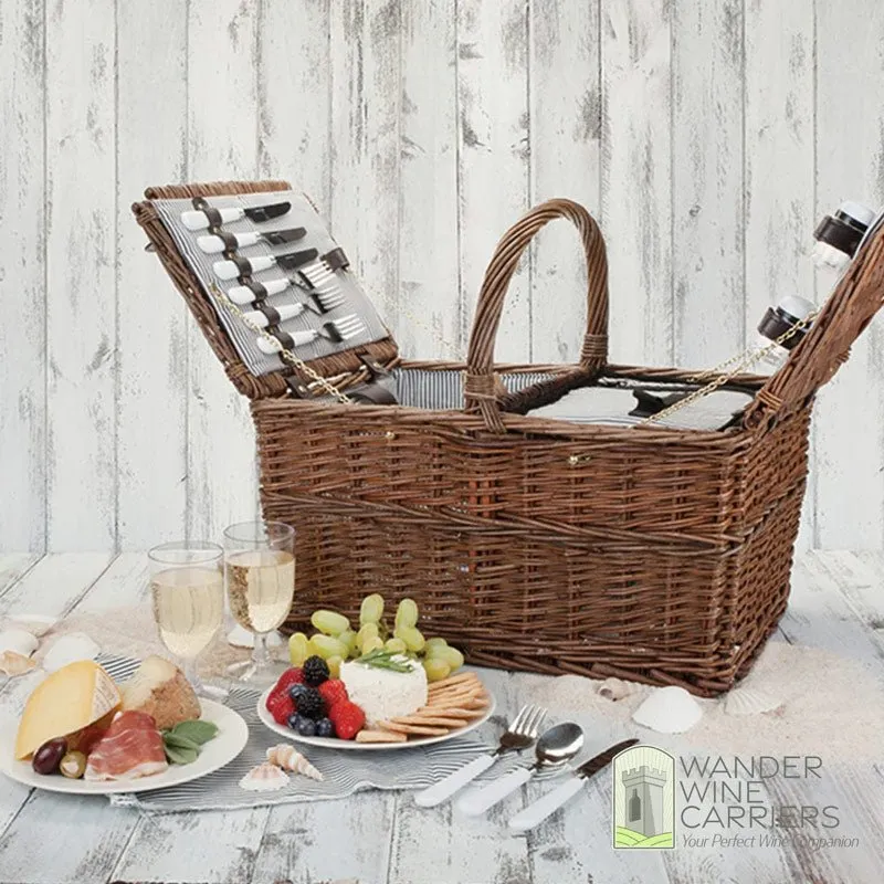Grand Wicker Wine Basket – Deluxe Picnic Ensemble
