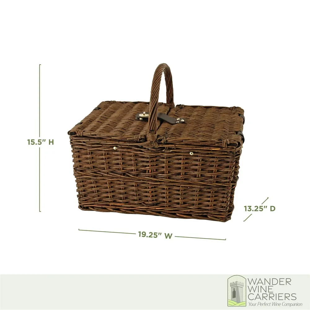 Grand Wicker Wine Basket – Deluxe Picnic Ensemble