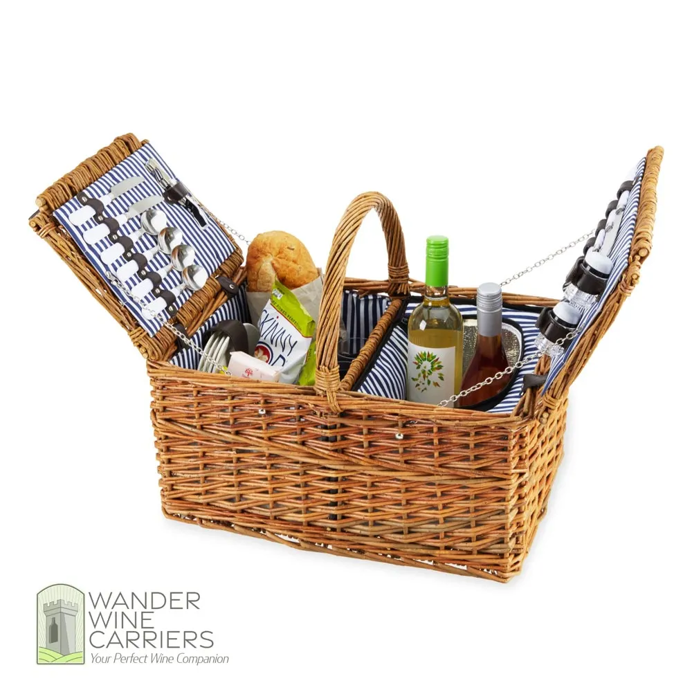 Grand Wicker Wine Basket – Deluxe Picnic Ensemble