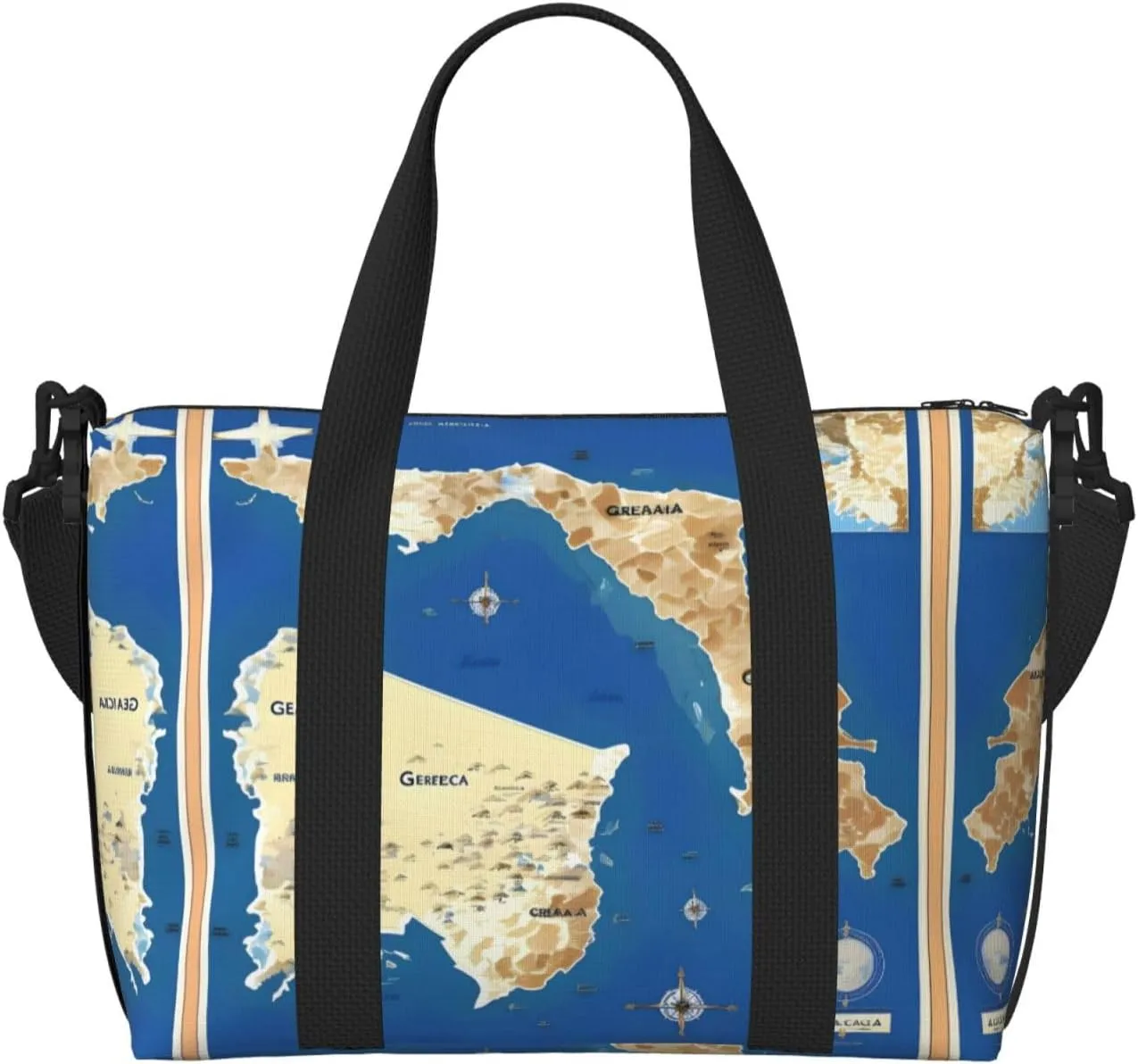 Greece Map Print Printingtravel Gym Bag For Tote Bag Carry On Luggage Sport Duffle