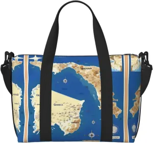 Greece Map Print Printingtravel Gym Bag For Tote Bag Carry On Luggage Sport Duffle