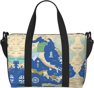 Greece Map Printingtravel Gym Bag For Tote Bag Carry On Luggage Sport Duffle