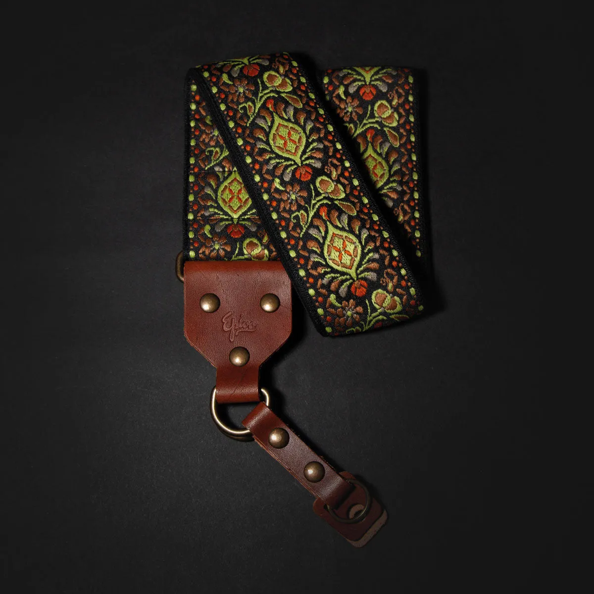 Green Peafowl Retro Camera Strap