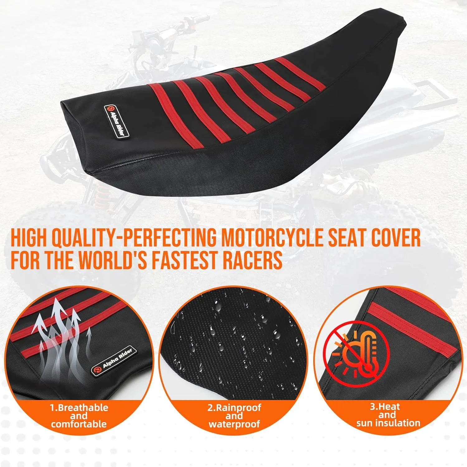 Grip Seat Cover Fit for 2004-2018 Honda TRX 450 ER/TRX 450 R Seat Wheeler Quad Multi Gripper Seat Cover #197 (Red & Black)