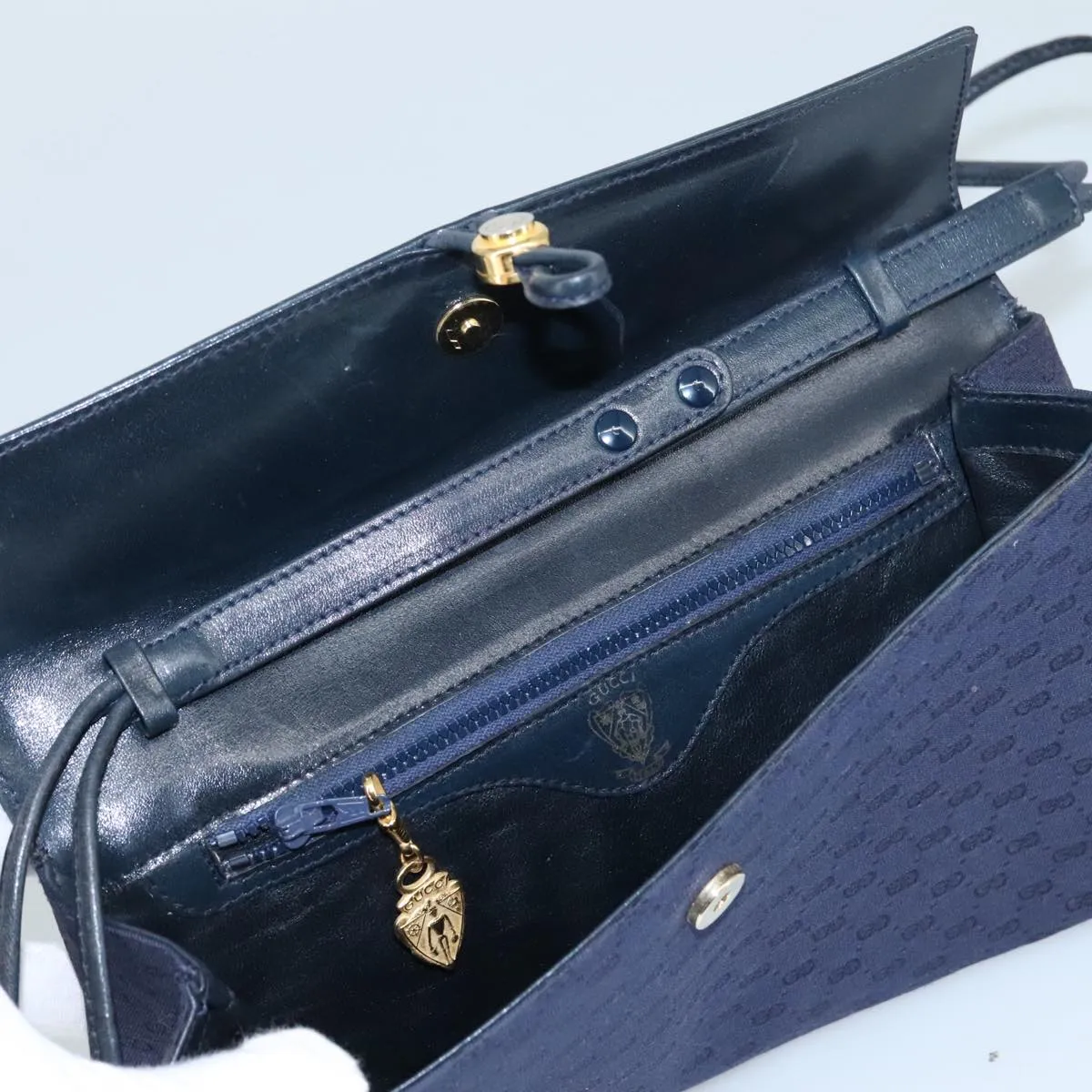 GUCCI Micro GG Canvas Shoulder Bag Navy ac3454
