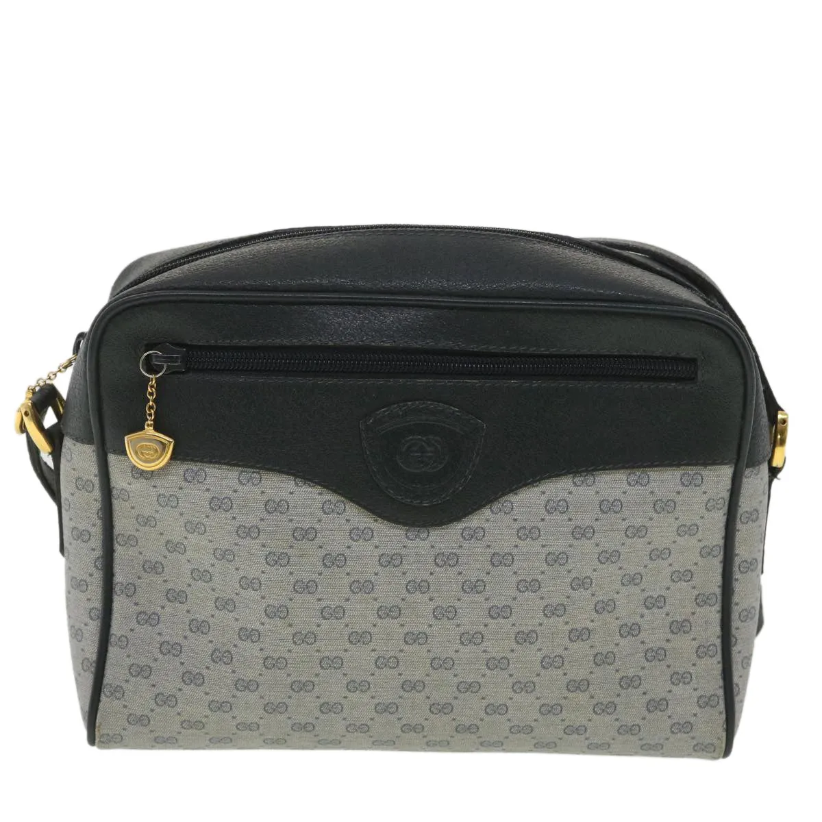 GUCCI Micro GG Canvas Shoulder Bag Navy Gray 001.56.0852 36585