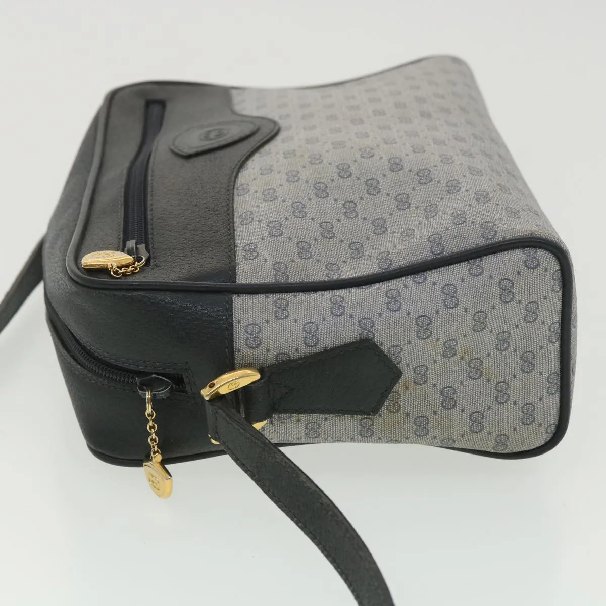 GUCCI Micro GG Canvas Shoulder Bag Navy Gray 001.56.0852 36585