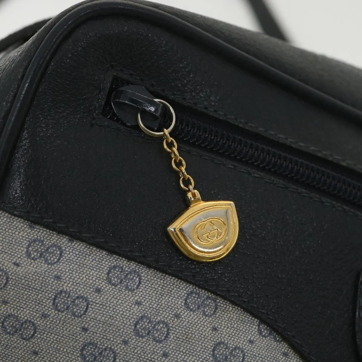 GUCCI Micro GG Canvas Shoulder Bag Navy Gray 001.56.0852 36585