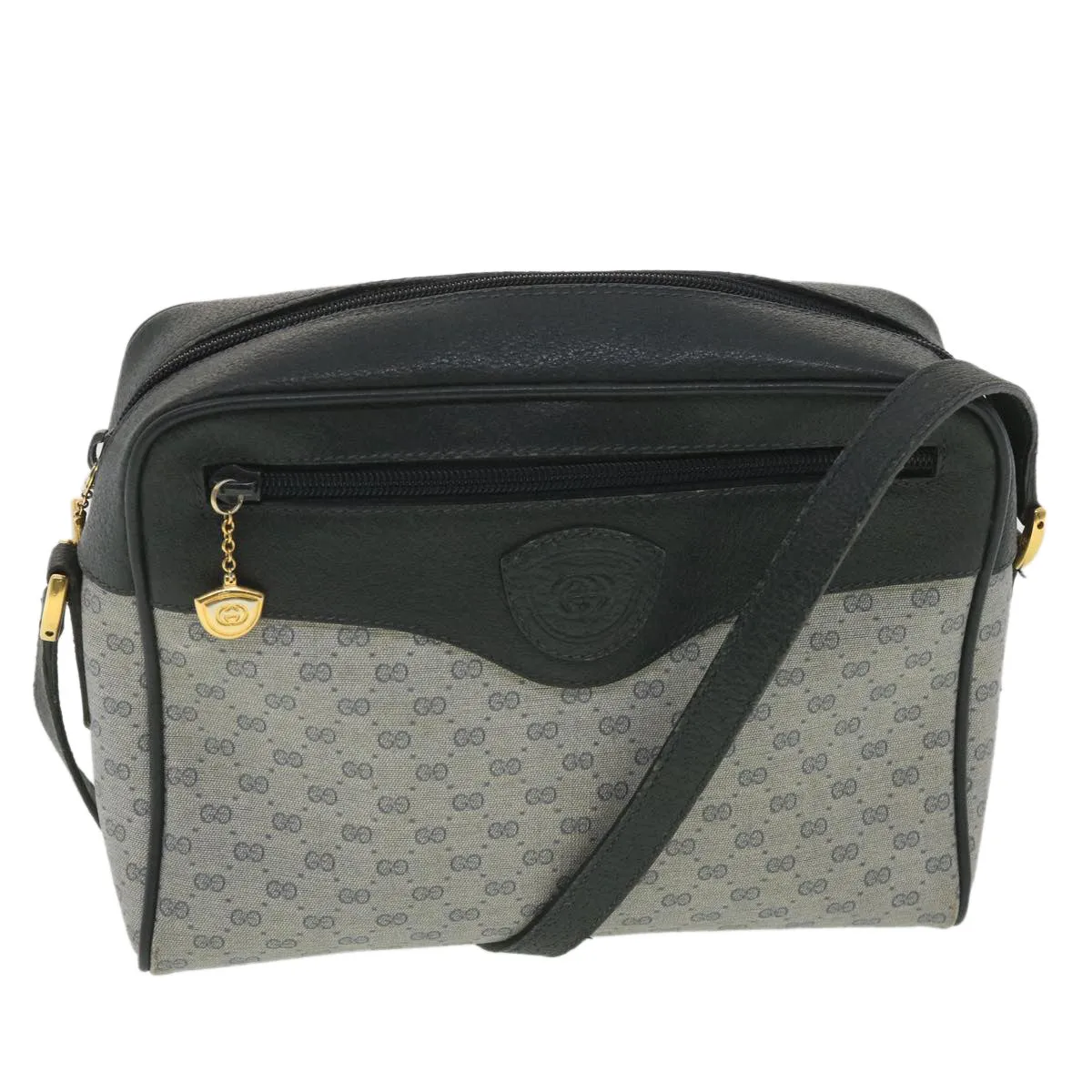 GUCCI Micro GG Canvas Shoulder Bag Navy Gray 001.56.0852 36585