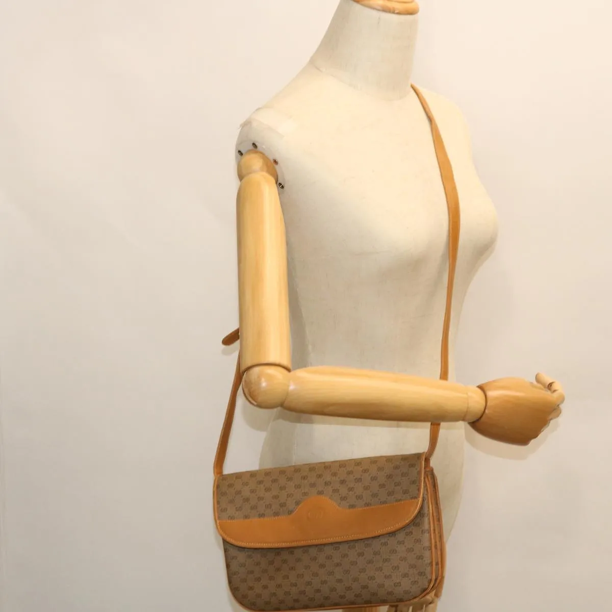 GUCCI Micro GG Canvas Shoulder Bag PVC Leather Beige 004 256 0024 52110