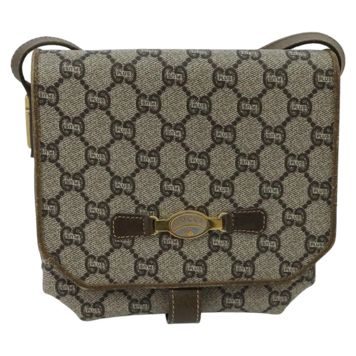 GUCCI Micro GG Canvas Shoulder Bag PVC Leather Beige 98718