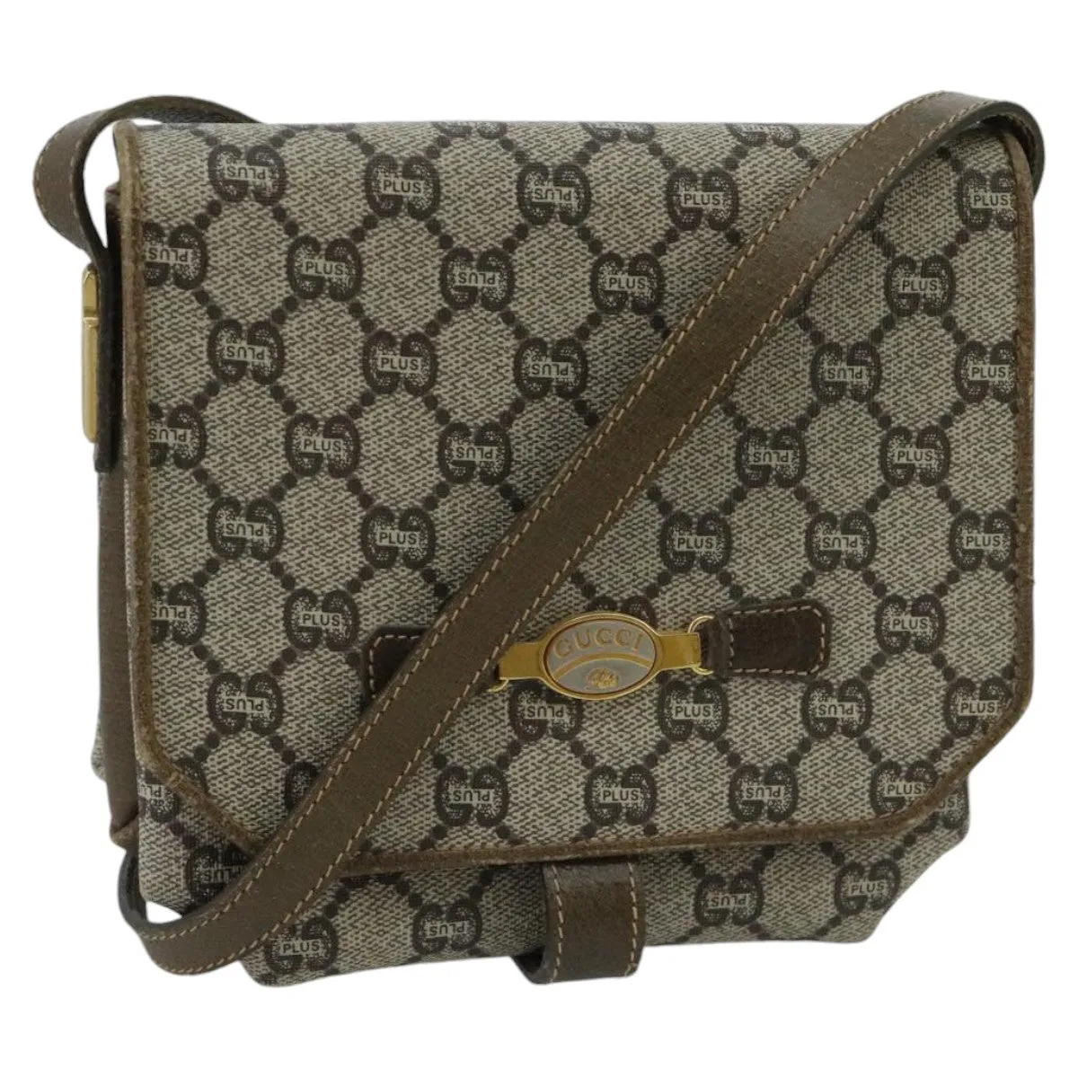 GUCCI Micro GG Canvas Shoulder Bag PVC Leather Beige 98718