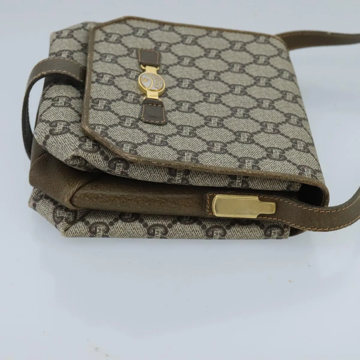 GUCCI Micro GG Canvas Shoulder Bag PVC Leather Beige 98718