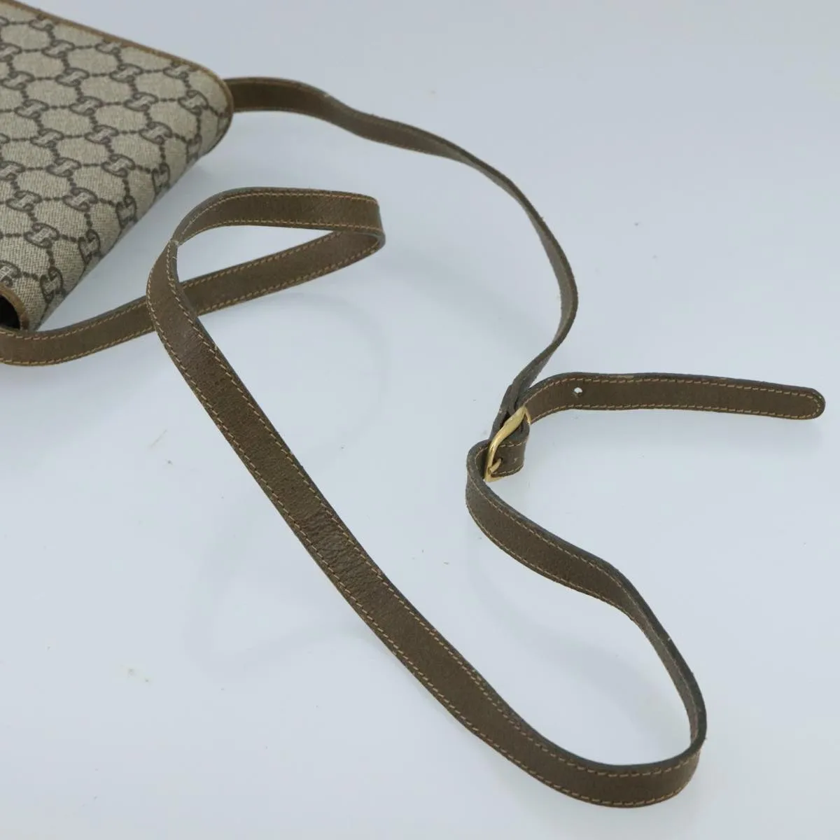 GUCCI Micro GG Canvas Shoulder Bag PVC Leather Beige 98718