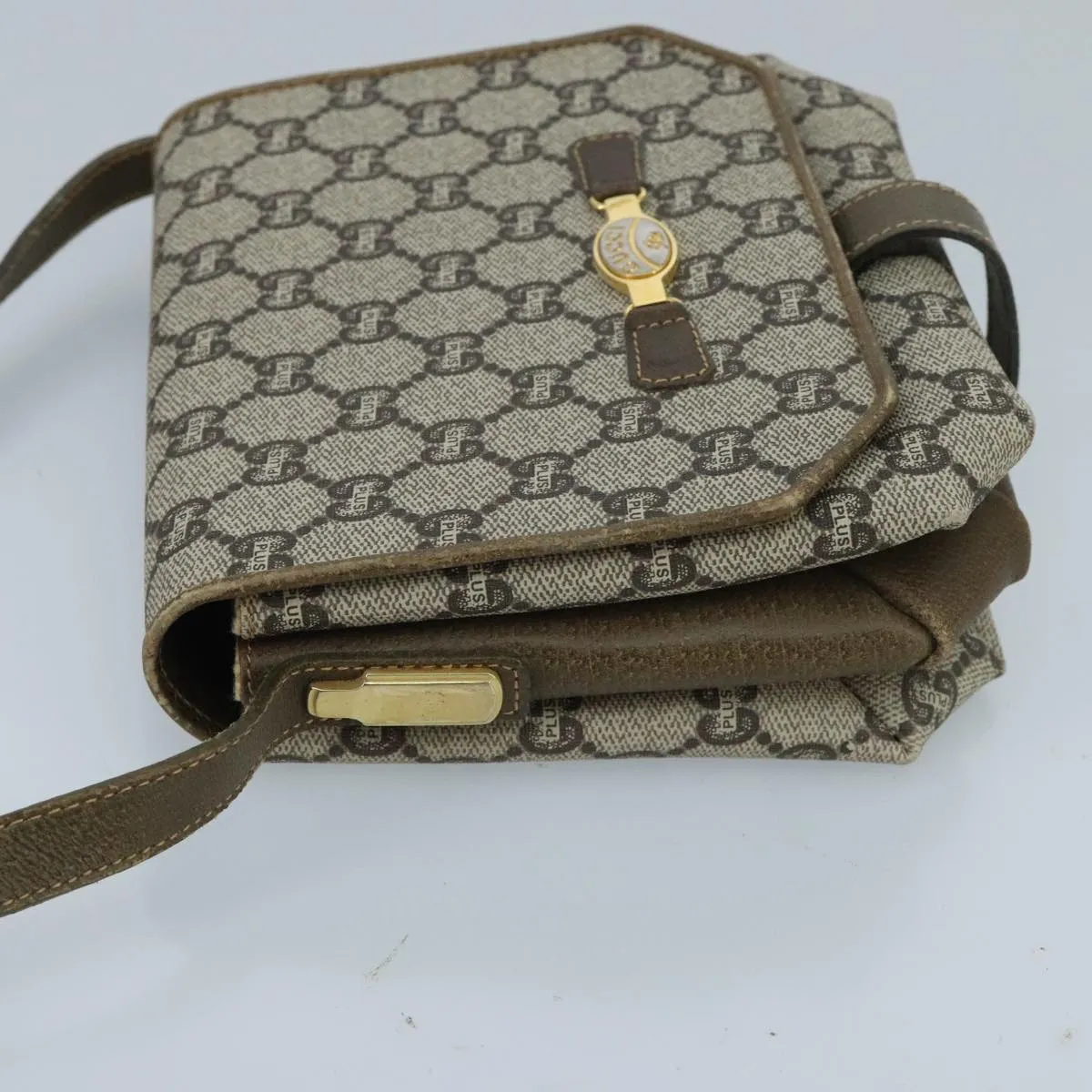 GUCCI Micro GG Canvas Shoulder Bag PVC Leather Beige 98718