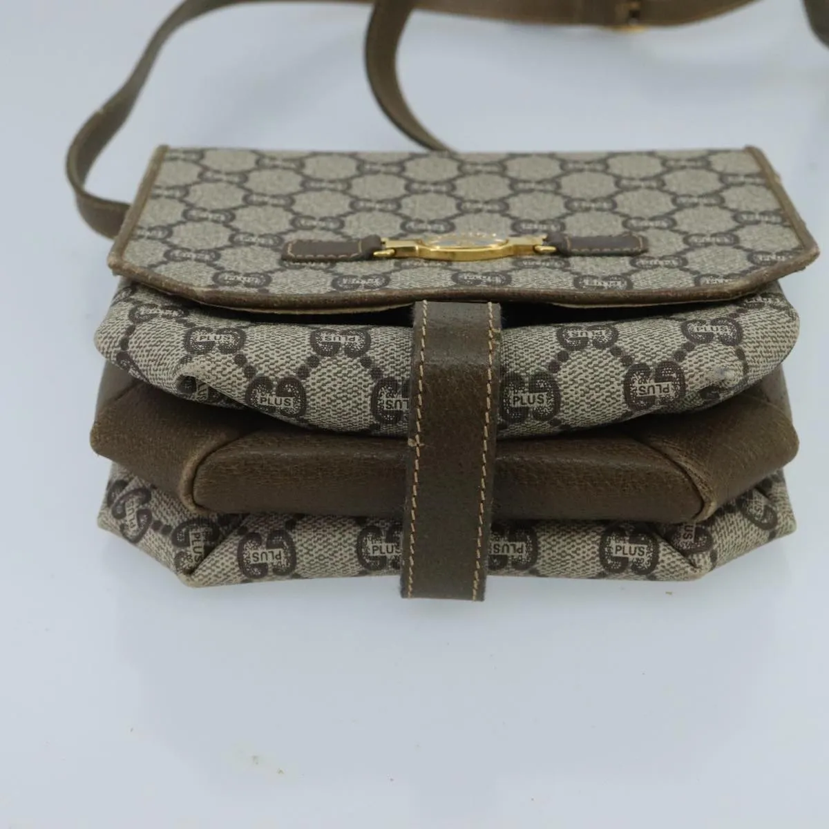 GUCCI Micro GG Canvas Shoulder Bag PVC Leather Beige 98718