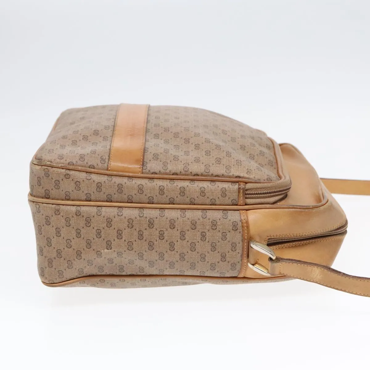 GUCCI Micro GG Canvas Shoulder Bag PVC Leather Beige fm3810