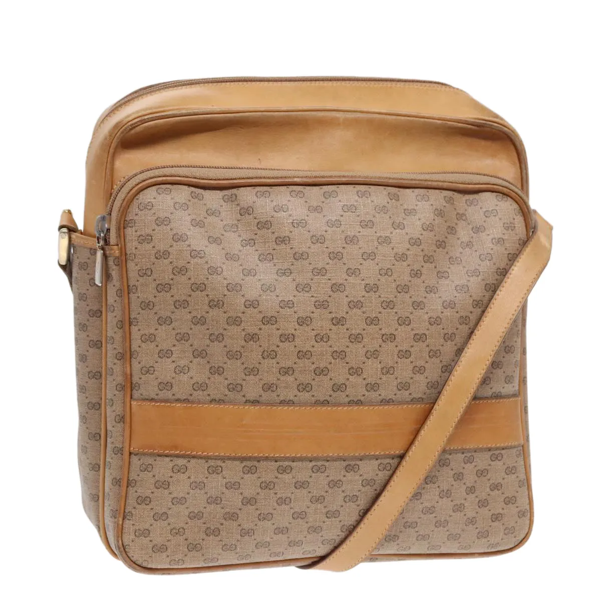 GUCCI Micro GG Canvas Shoulder Bag PVC Leather Beige fm3810