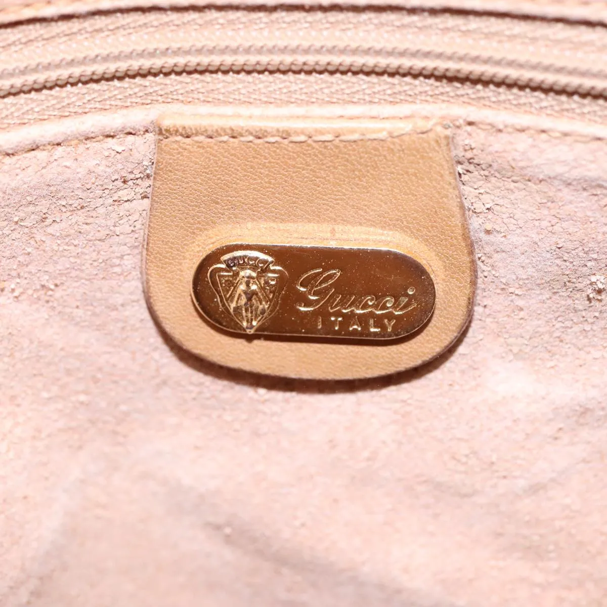 GUCCI Micro GG Canvas Shoulder Bag PVC Leather Beige fm3810