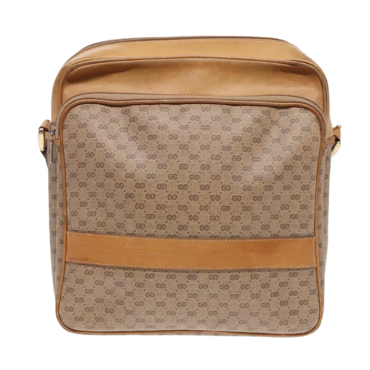 GUCCI Micro GG Canvas Shoulder Bag PVC Leather Beige fm3810