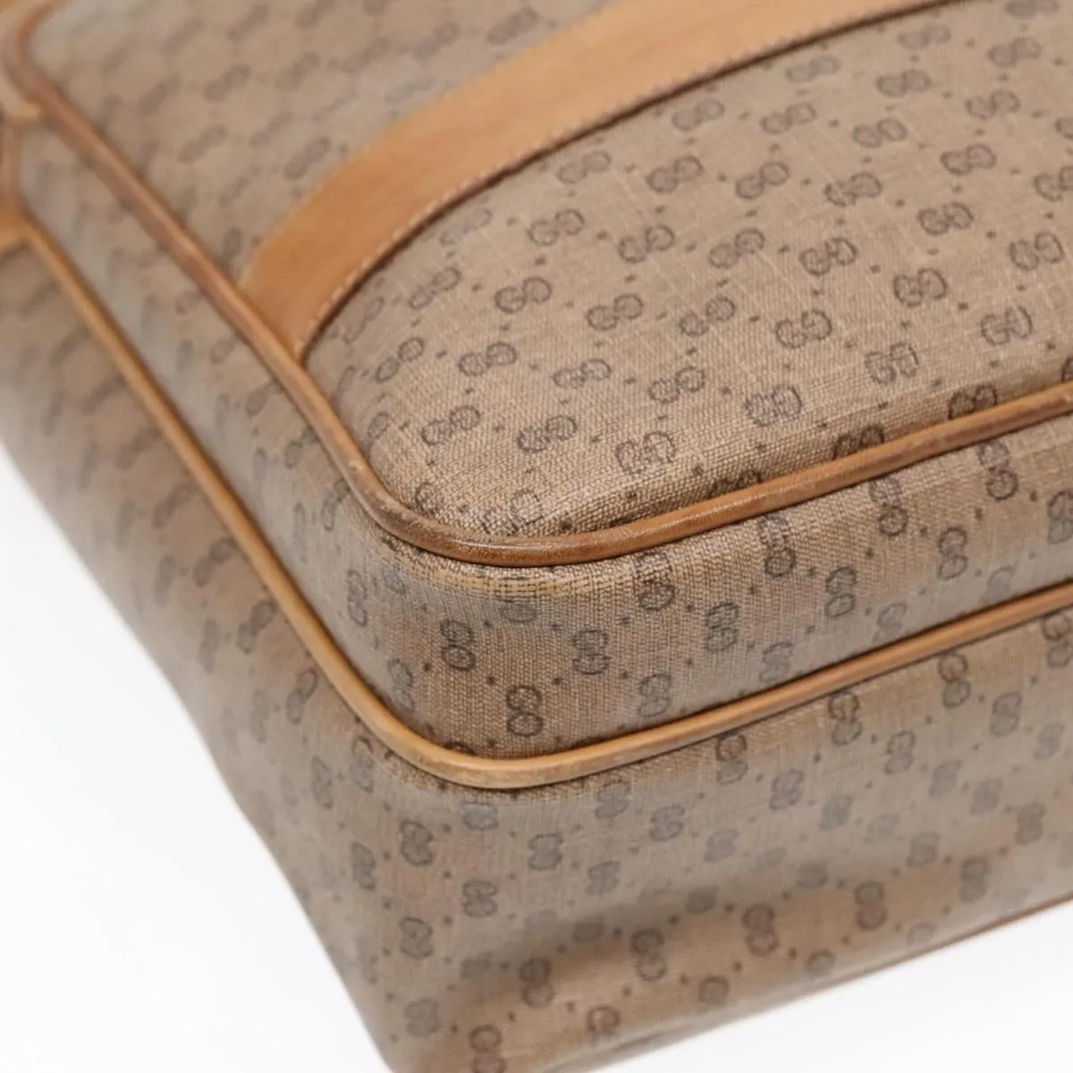 GUCCI Micro GG Canvas Shoulder Bag PVC Leather Beige fm3810