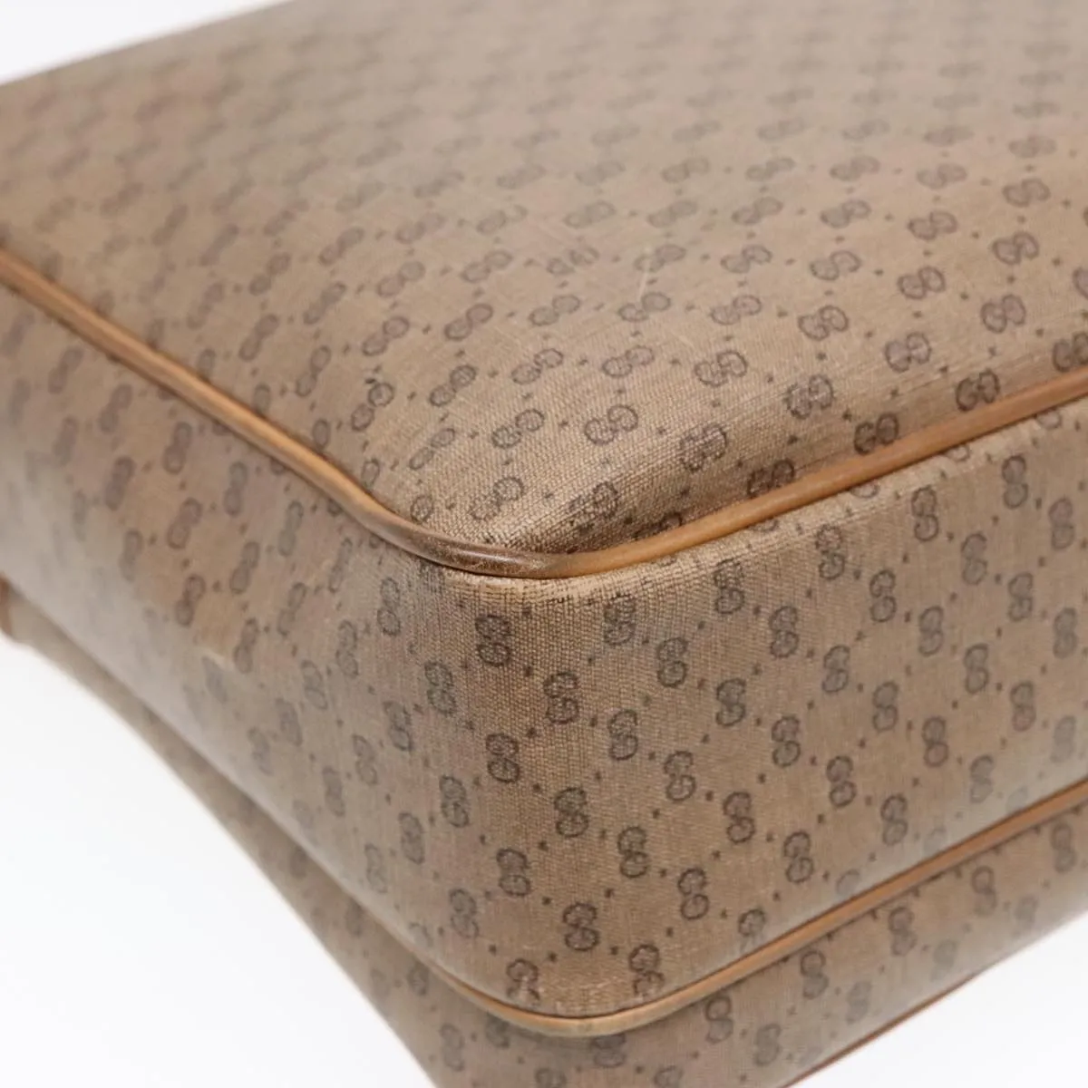GUCCI Micro GG Canvas Shoulder Bag PVC Leather Beige fm3810