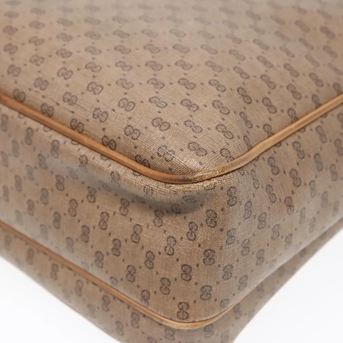 GUCCI Micro GG Canvas Shoulder Bag PVC Leather Beige fm3810