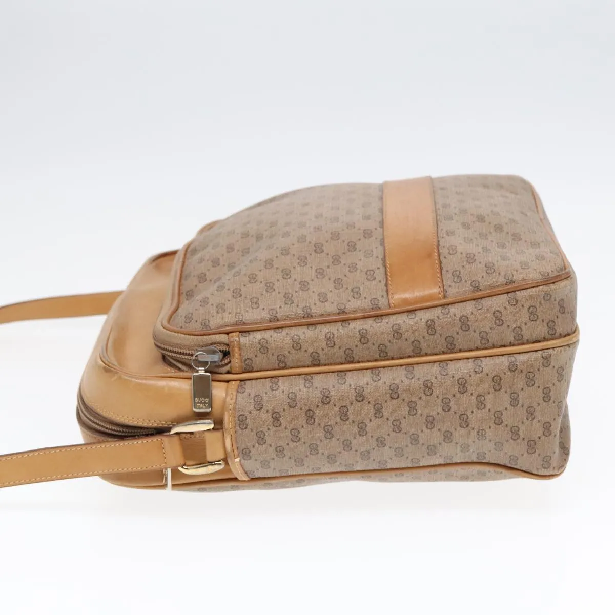 GUCCI Micro GG Canvas Shoulder Bag PVC Leather Beige fm3810