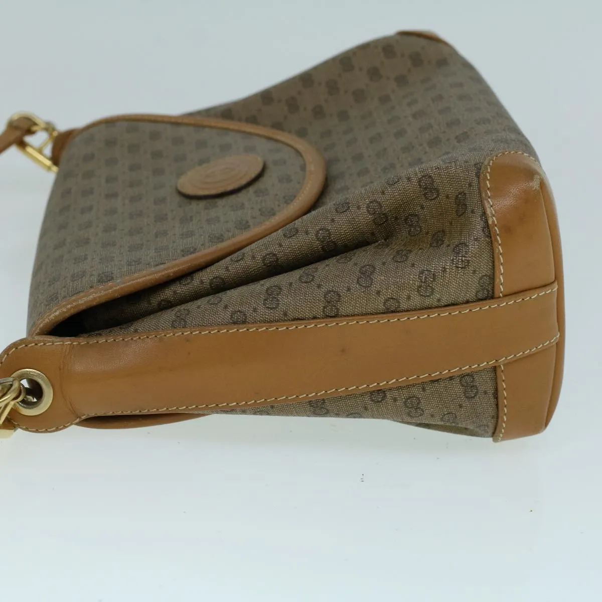 GUCCI Micro GG Canvas Shoulder Bag PVC Leather Beige th4136