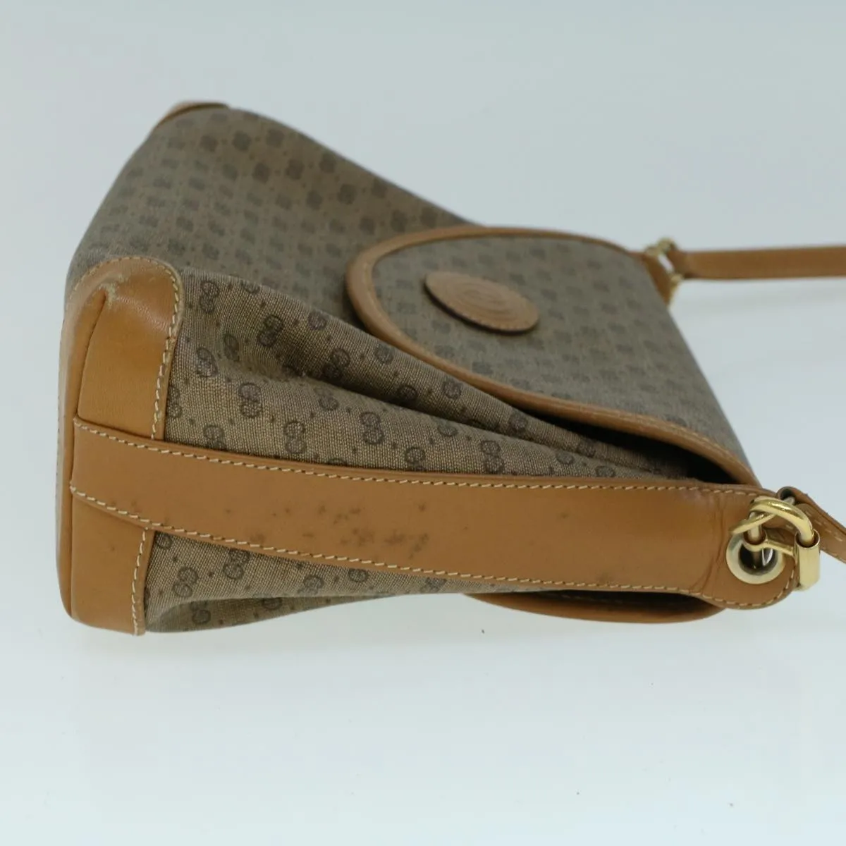 GUCCI Micro GG Canvas Shoulder Bag PVC Leather Beige th4136