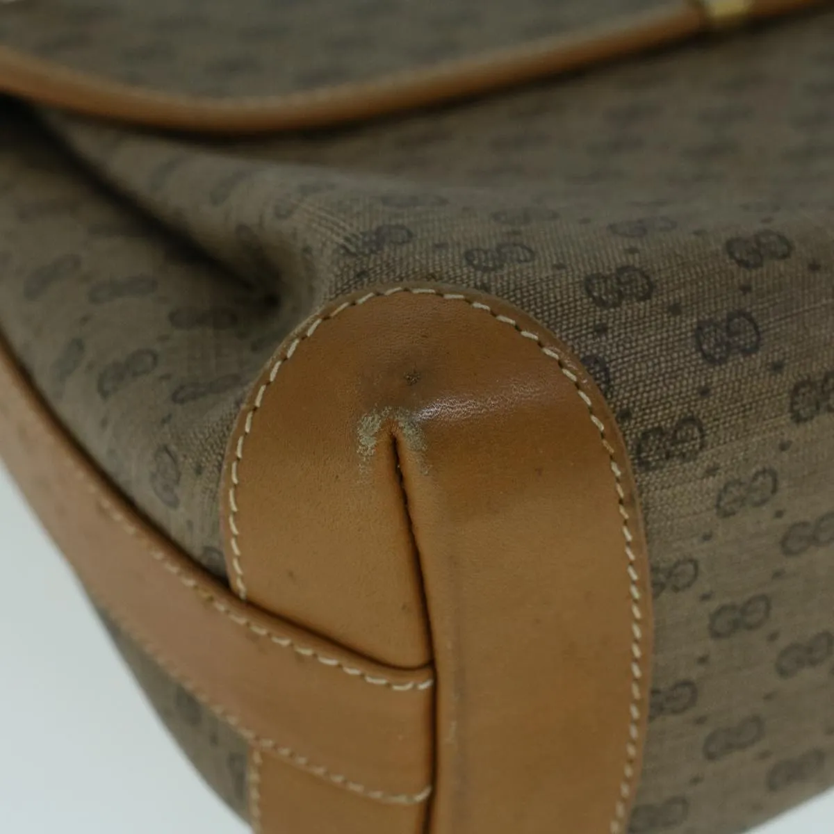 GUCCI Micro GG Canvas Shoulder Bag PVC Leather Beige th4136