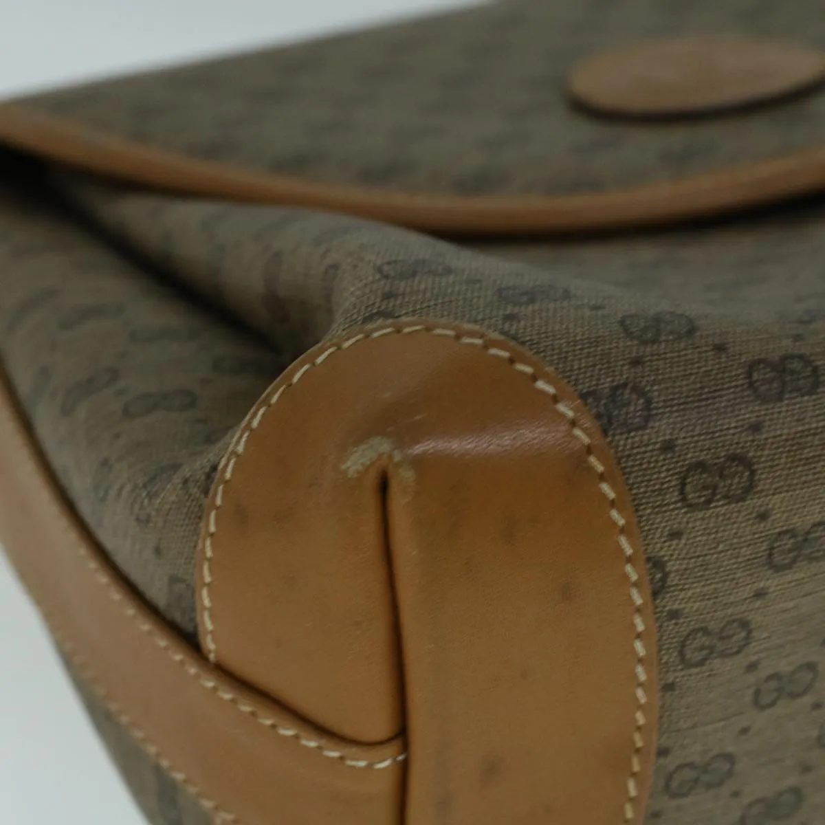 GUCCI Micro GG Canvas Shoulder Bag PVC Leather Beige th4136