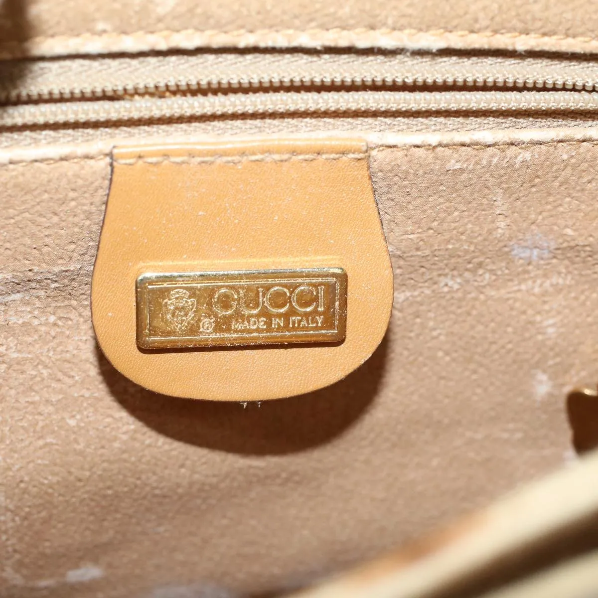 GUCCI Micro GG Canvas Shoulder Bag PVC Leather Beige th4136