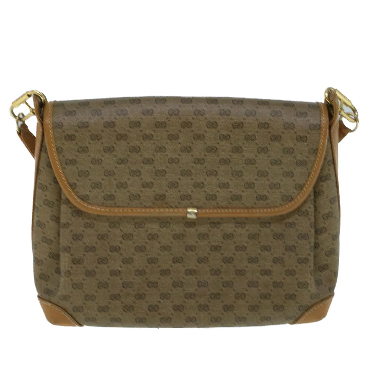 GUCCI Micro GG Canvas Shoulder Bag PVC Leather Beige th4136