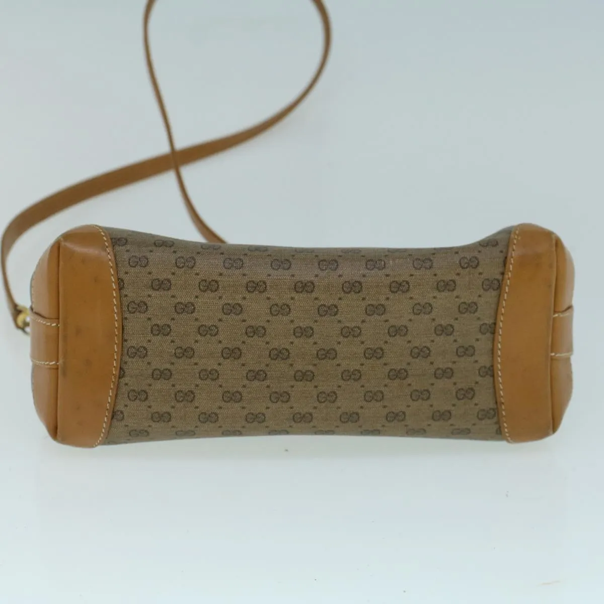 GUCCI Micro GG Canvas Shoulder Bag PVC Leather Beige th4136