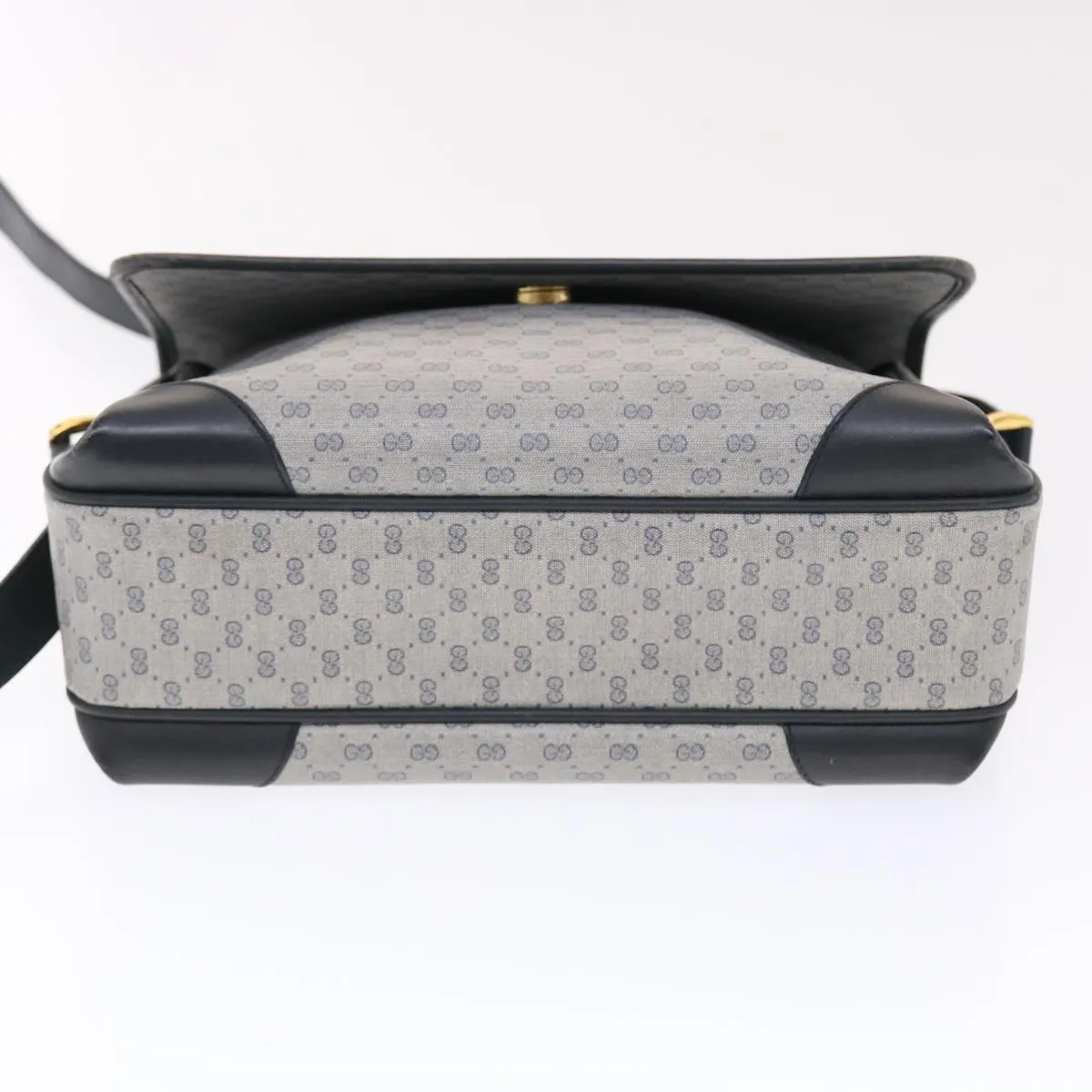 GUCCI Micro GG Canvas Shoulder Bag PVC Leather Navy Gray 001.116.0924 49881