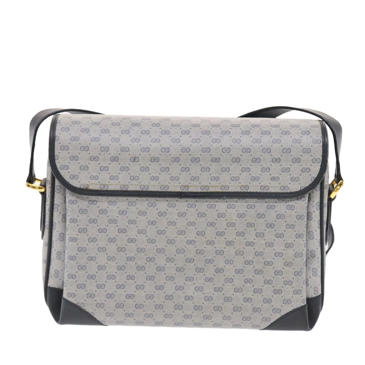 GUCCI Micro GG Canvas Shoulder Bag PVC Leather Navy Gray 001.116.0924 49881