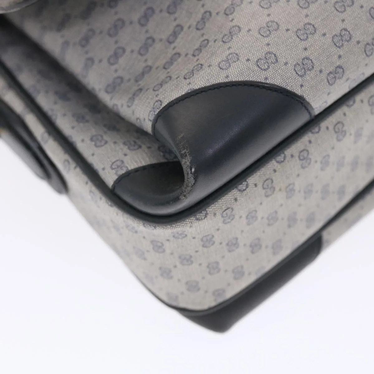 GUCCI Micro GG Canvas Shoulder Bag PVC Leather Navy Gray 001.116.0924 49881